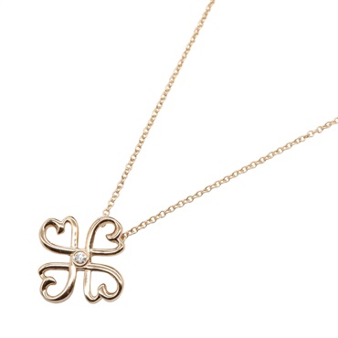 TIFFANY＆CO Heart Clover Necklace 1P Diamond 18KPG Pink Rose Gold Used women