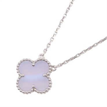 Van Cleef & Arpels Vintage Alhambra Necklace Chalcedony 18KWG White Gold Used