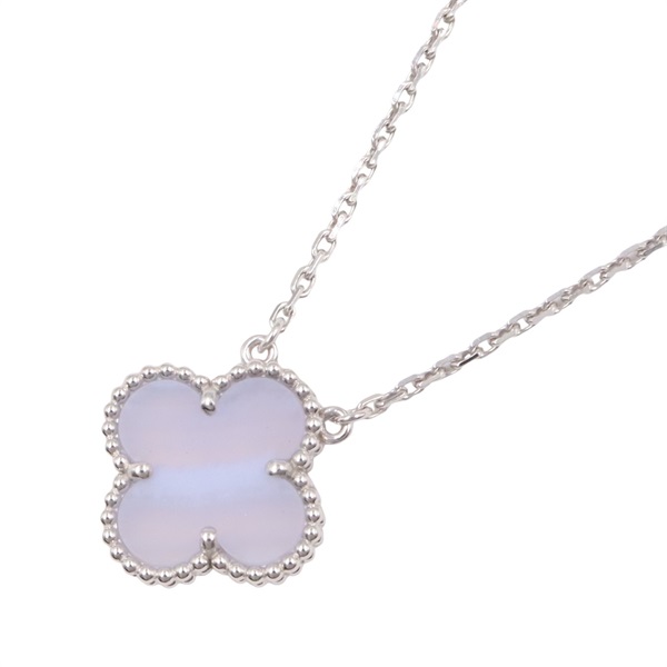 Van Cleef & Arpels Vintage Alhambra Necklace Chalcedony 18KWG White Gold Used