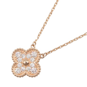 Van Cleef & Arpels Vintage Alhambra Necklace Diamond 18KPG Rose Gold Used Women