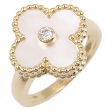 Van Cleef & Arpels Vintage Alhambra Ring 18KYG Gold Mother of pearl Used #51