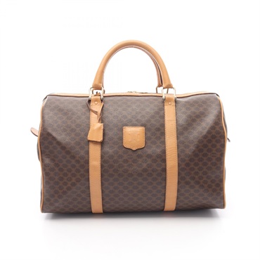 CELINE Macadam Duffle Travel Bag Canvas leather Brown Used Women