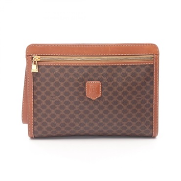 CELINE Macadam Business clutch bag PVC coated canvas leather Brown Used Women