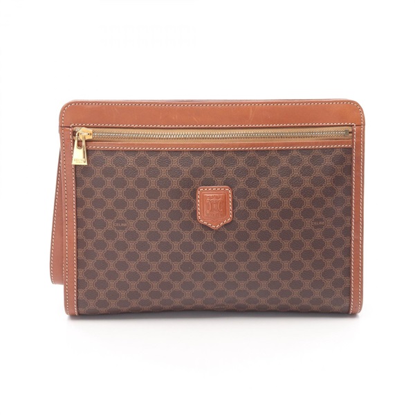 CELINE Macadam Business clutch bag PVC coated canvas leather Brown Used Women