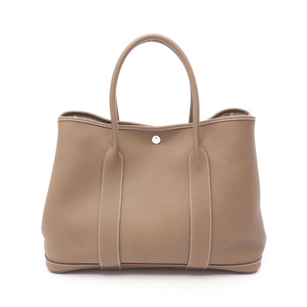 HERMES Garden party PM Tote Bag Negonda leather Brown Etoupe Grey Used A SHW