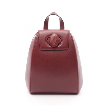CARTIER Must Line Backpack Bag leather Bordeaux Used Women
