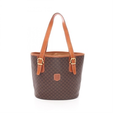 CELINE Macadam Tote Hand Shoulder Bag PVC coated canvas leather Brown Used Women
