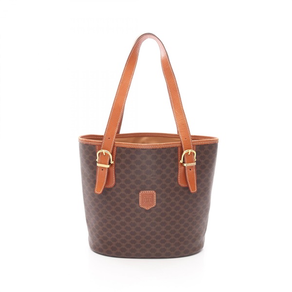 CELINE Macadam Tote Hand Shoulder Bag PVC coated canvas leather Brown Used Women