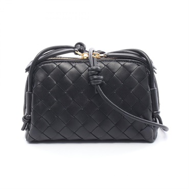 BOTTEGA VENETA Intrecciato Crossbody Shoulder Bag leather Black NEW Women