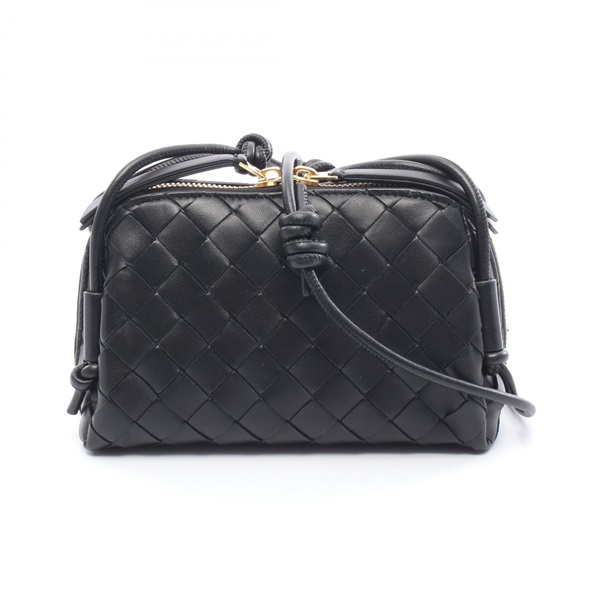 BOTTEGA VENETA Intrecciato Crossbody Shoulder Bag leather Black NEW Women