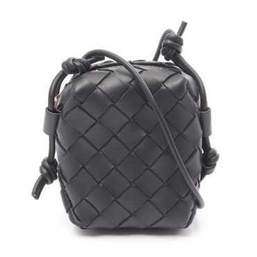 BOTTEGA VENETA Intrecciato Micro Crossbody Shoulder Bag leather Black NEW Women