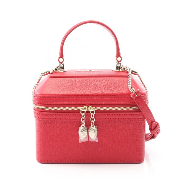 BVLGARI Serpenti Jewelry Box Shoulder Handbag leather Red Used Women crossbody