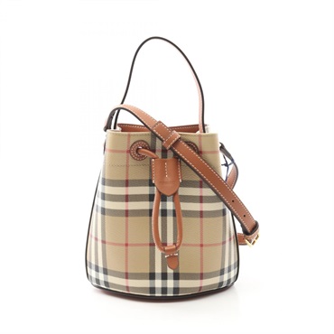 BURBERRY Vintage check Bucket Shoulder Bag 8109794 canvas leather Beige NEW