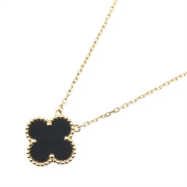 Van Cleef & Arpels Vintage Alhambra Onyx Necklace 18KYG Yellow Gold Black Used