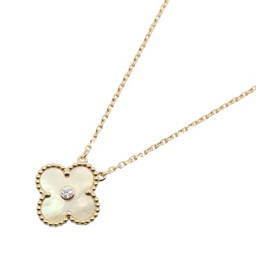 Van Cleef & Arpels Vintage Alhambra Diamond Necklace 18KYG Gold Yellow MOP Used