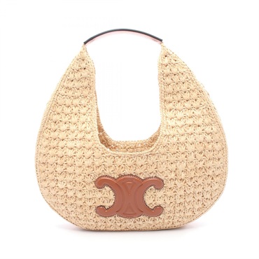CELINE Classic Basket Handbag 112772EYR02NT leather Raffia Beige Brown NEW Women