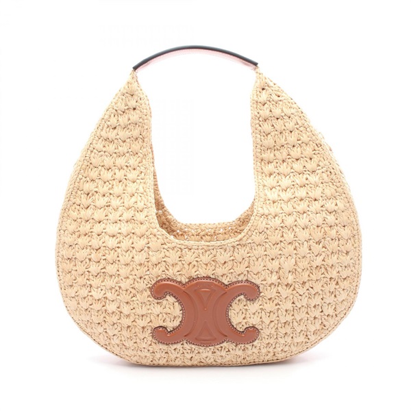 CELINE Classic Basket Handbag 112772EYR02NT leather Raffia Beige Brown NEW Women
