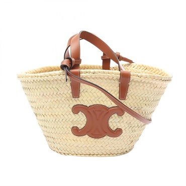 CELINE Teen Triomphe Classic Panier Handbag 113832CGG04LU leather Raffia NEW