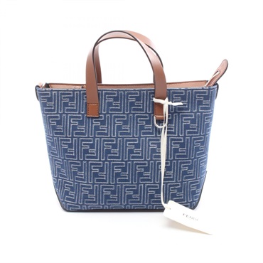 FENDI FF Shopping S TIte Handbag 7VA658AUGOF1SCG denim leather Navy Brown NEW