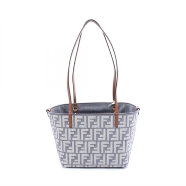 FENDI Zucca Roll Small Shoulder Tote Bag Denim leather Gray Brown NEW Women