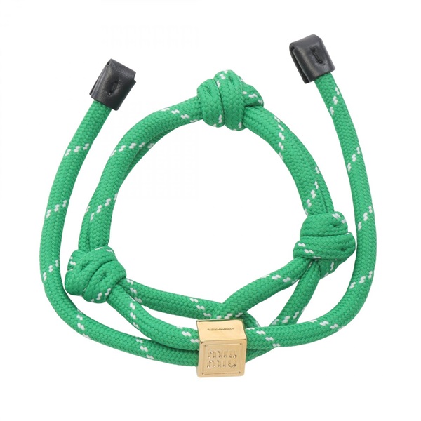 Miu Miu Code Bracelet 5IB5383L74F077U Gold Plated Fabric Green White NEW Women