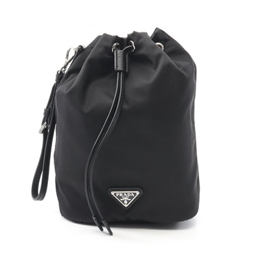 PRADA VELA Pouch 1NS369R067F0002 Nylon Saffiano leather Black NEW Women