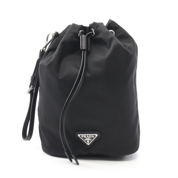 PRADA VELA Pouch 1NS369R067F0002 Nylon Saffiano leather Black NEW Women