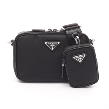 PRADA Brique Crossbody Shoulder Bag Nylon Saffiano leather Black NEW Unisex