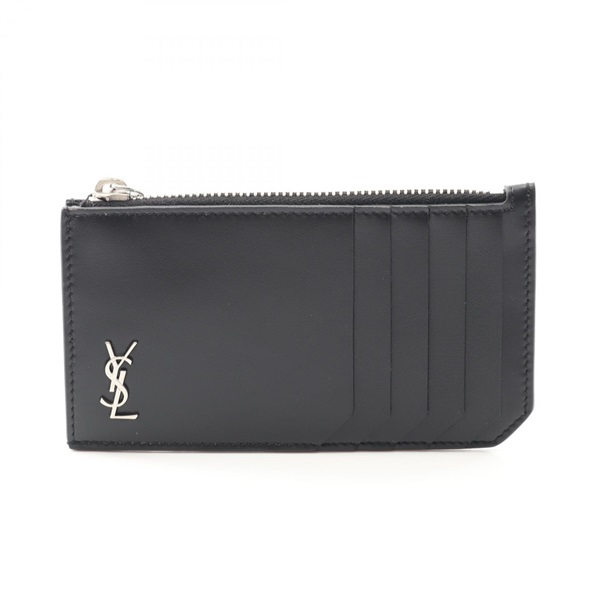SAINT LAURENT PARIS TINY MONOGRAM coin purse JB0E1000 leather Black NEW unisex