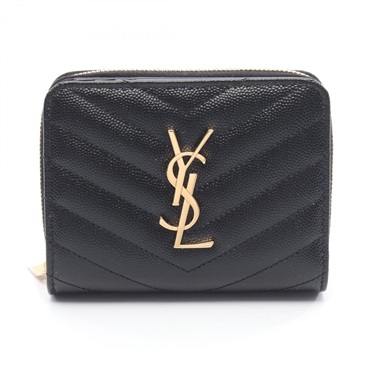 SAINT LAURENT PARIS Monogram Bi-fold wallet purse 668288BOW011000 leather Black