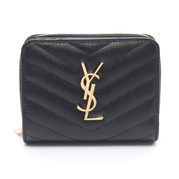 SAINT LAURENT PARIS Monogram Bi-fold wallet purse 668288BOW011000 leather Black