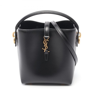 SAINT LAURENT PARIS Mini bucket Shoulder Handbag leather Black NEW Women