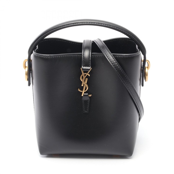 SAINT LAURENT PARIS Mini bucket Shoulder Handbag leather Black NEW Women