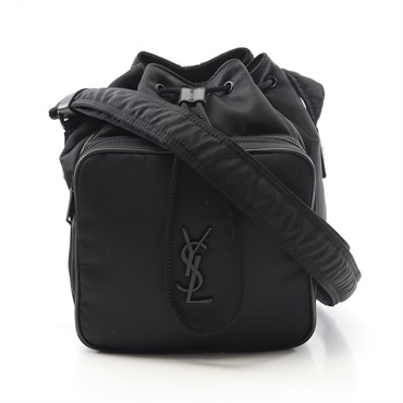 SAINT LAURENT PARIS Niki Bucket Shoulder Bag Nylon leather Black NEW Women YSL