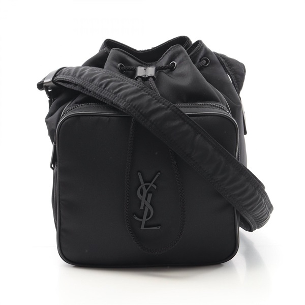 SAINT LAURENT PARIS Niki Bucket Shoulder Bag Nylon leather Black NEW Women YSL