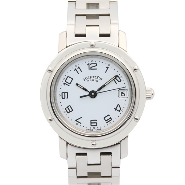 HERMES Clipper Wrist Watch CL4.210 Quartz Stainless Steel Used Women