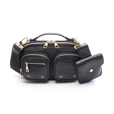 LOUIS VUITTON Utility crossbody Shoulder Handbag M80450 leather Black Used Women