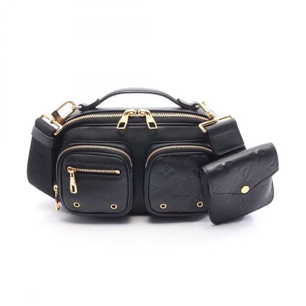 LOUIS VUITTON Utility crossbody Shoulder Handbag M80450 leather Black Used Women