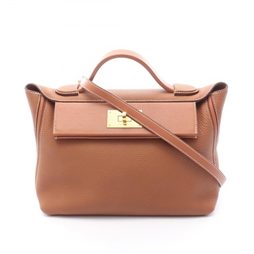 HERMES Sac 24/24 Van Quatre 29 Shoulder Handbag Togo leather Brown Gold Used GHW