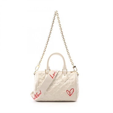 LOUIS VUITTON Speedy Bandouliere 22 Falling in Love Handbag Monogram Emboss used