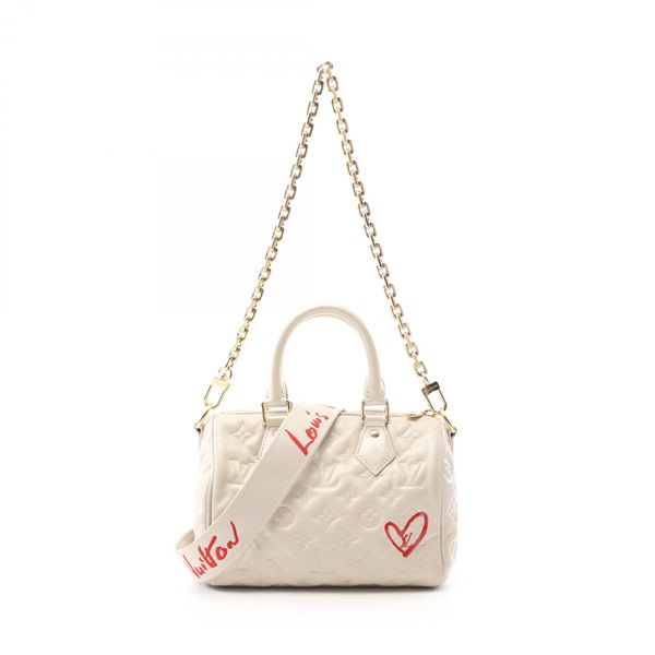LOUIS VUITTON Speedy Bandouliere 22 Falling in Love Handbag Monogram Emboss used