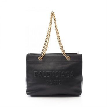 BALENCIAGA DUTY FREE Medium Chain shoulder Tote Bag 760013 leather Black Used