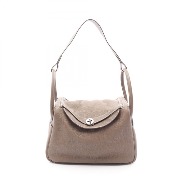 HERMES Lindy 30 Shoulder Bag H073426CK Clemence leather Etoupe Grey Used SHW X