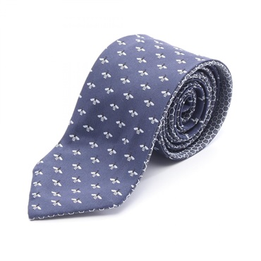 BVLGARI Double-faced necktie cravate silk Navy White Used mens
