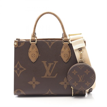 LOUIS VUITTON On the Go PM Shoulder Handbag M46373 Monogram Giant Used Brown LV
