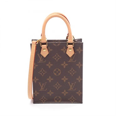 LOUIS VUITTON Petit Sac Plat Shoulder Handbag M69442 Monogram canvas Brown Used