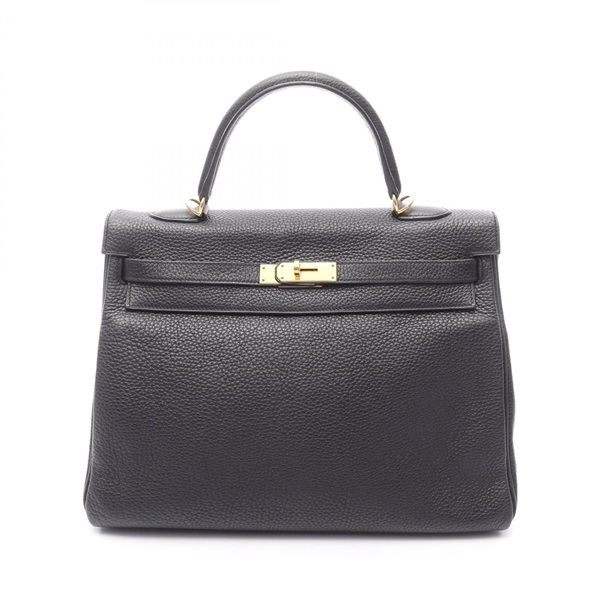 HERMES Kelly 35 Shoulder Handbag Togo leather Black Used Women GHW X