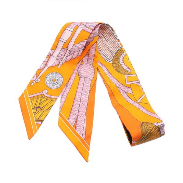 HERMES Twilly ZOUAVES ET DRAGONS Scarf silk Orange Multicolor Used Women