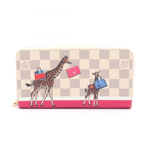 LOUIS VUITTON Zippy around long wallet N60058 Damier Azur White Used Women LV