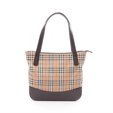 BURBERRY Nova Check Handbag canvas leather Beige Brown Multicolor Used Women